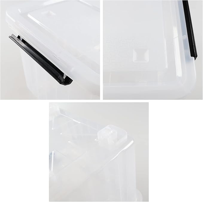 30 Quart Clear Storage Latch Bin with Lids Clear Storage Totes with Lid 4-Pack