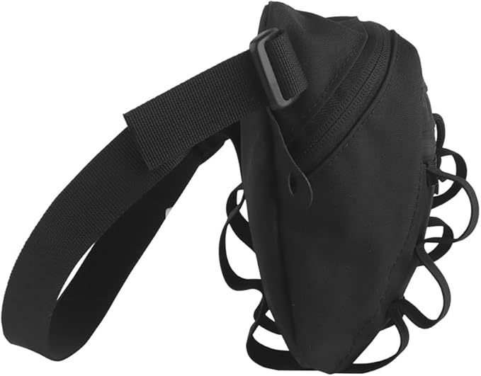 Assault Dangler Pouch with Elastic Loops Panel*2 Hook Loop Tongue for Plate Carrier Chest Rig Top Arc Opening Half Zip Tactical Fanny Pack Sling Bag Concealed Carry EDC IFAK Medical Drop Pouch-BLK