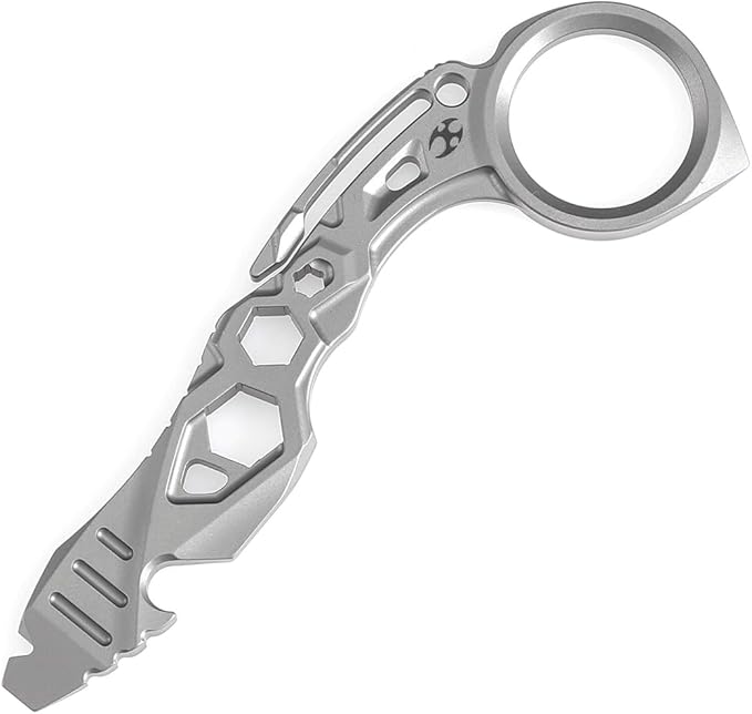 KANSEPT PryMate Plain Titanium Pry Bar Multitool with Glass Breaker Bottle Opener Hex Bit Pocket Cilp or Keychain for Your Versatile Companion for Everyday Carry and Camping Accessories G008A1