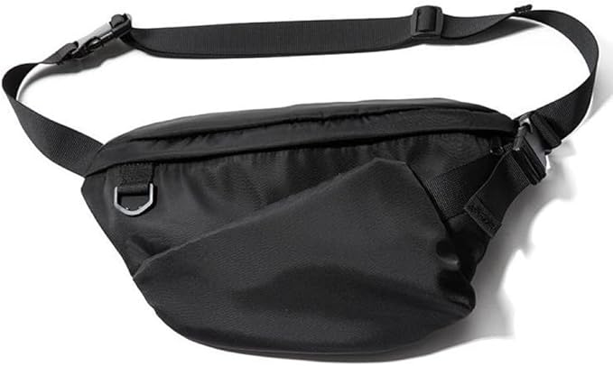 Large Waist Bag Fanny Pack for Men Hip Bum Chest Bag Water Proof Hikking outdoor day Purse (Black Nylon)