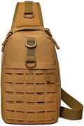 Outdoor Sports Hiking Sling Bag Shoulder Pack Camouflage Tactical Molle Chest Bag - Tan