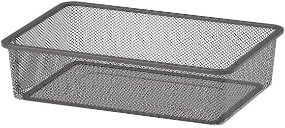 Dark Gray Mesh Storage Box – 16.5x11.75x3.875 inches – Slim Organizer for Drawers Shelves &amp Small Spaces