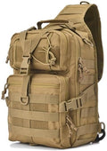 Tactical Sling Bag ventilated Pack Military Rover Shoulder Backpack EDC removable Water-Resistant breathable(Green)
