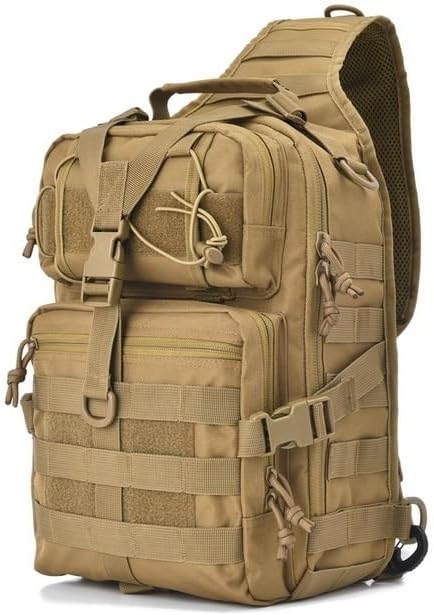 Tactical Sling Bag ventilated Pack Military Rover Shoulder Backpack EDC removable Water-Resistant breathable(Green)