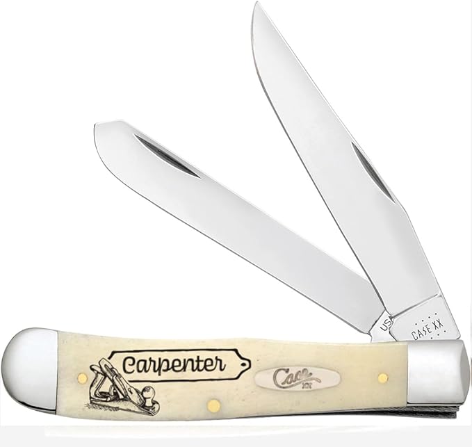 Case XX WR POCKET KNIFE CARPENTER SMOOTH NATURAL BONE TRAPPER 4 1/8 INCHES CLOSED ITEM #9144586