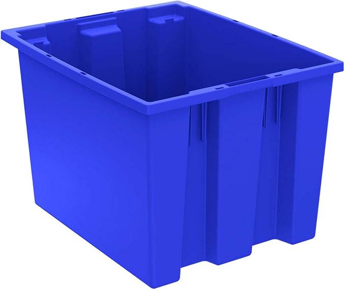 Akro-Mils 35195 Nest and Stack Plastic Storage Container and Distribution Tote (19-1/2-Inch L x 15-1/2-Inch W x 13-Inch H) Blue (6-Pack)