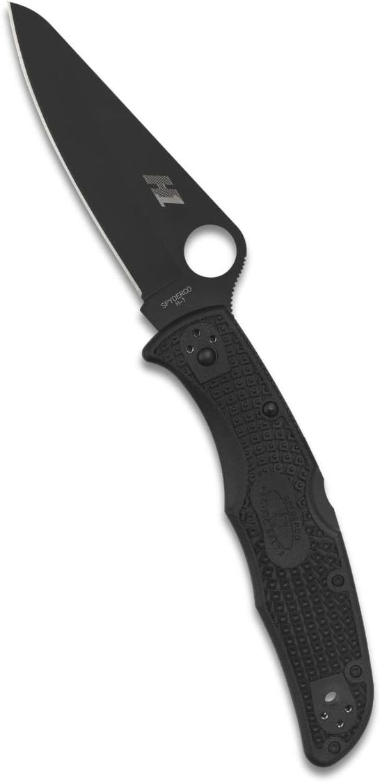 Spyderco Pacific Salt 2 Lightweight Knife with 3.78 Corrosion Resistant H-1 Steel Blade and Black Non-Slip FRN Handle
