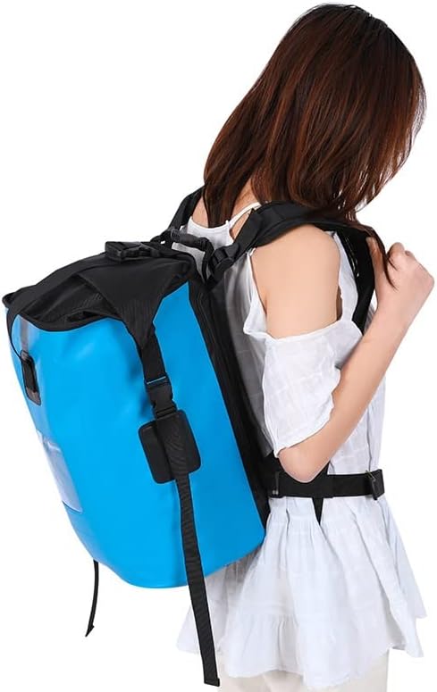 Waterproof Dry Bag Backpack for Kayaking Dry Backpack with Shoulder Floating Dry Sack Outdoors Activities for Boating (Color : Blue)