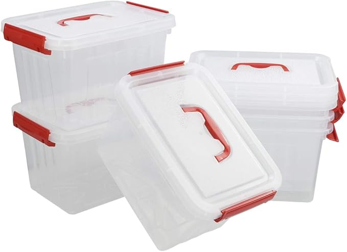 Kiddream 6 Packs Small Clear Boxes 6 Quart Plastic Storage Bins with Lids
