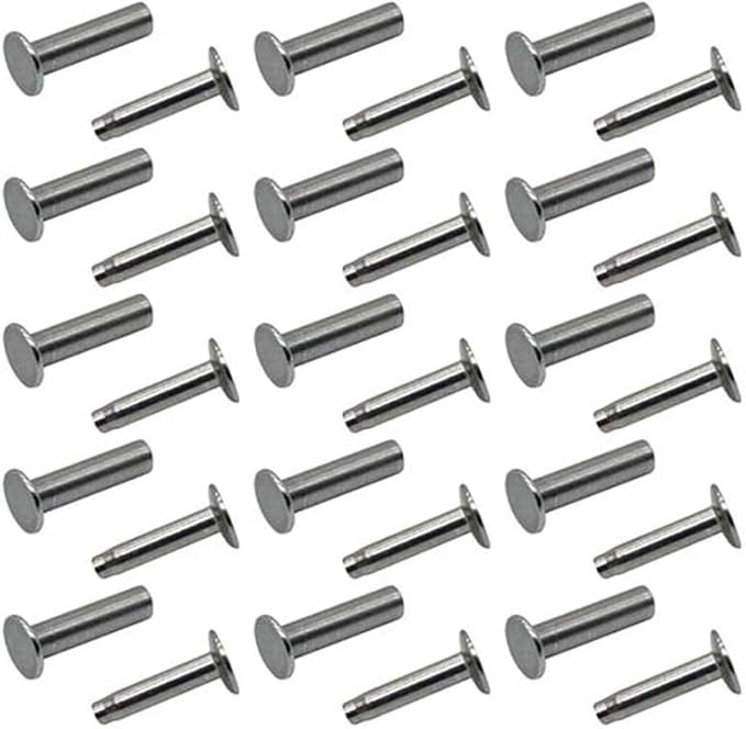 15 Sets 4MM Brass and Stainless Screw Rivets are Suitable for Kitchen Knife Handle Attachment(Silver)