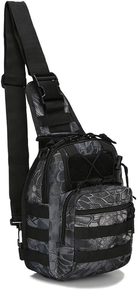 Outdoor Tactical Backpack Tactical Bag Military Sport Small Chest Pack Sling Shoulder Backpack for Every Day Carry (Python Pattern Black)