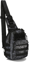 Outdoor Tactical Backpack Tactical Bag Military Sport Small Chest Pack Sling Shoulder Backpack for Every Day Carry (Python Pattern Black)