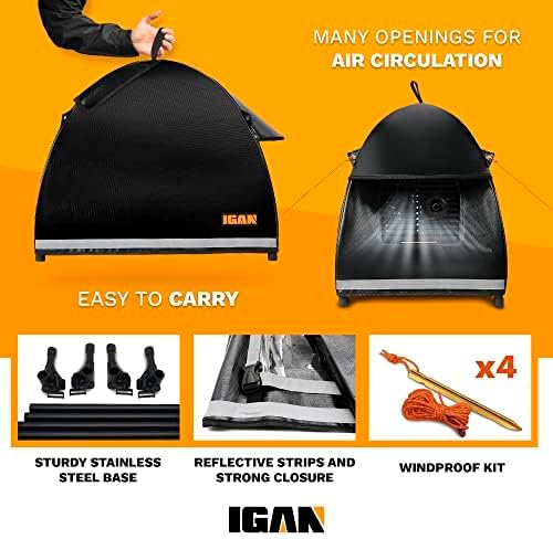 IGAN Small Inverter Generator Tent Cover While Running Compatible for Honda and Most 1000~2300 Watts Generators Portable Outdoor All-Weather Tarpaulin Cover for Rain Black