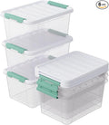 6-Pack 20 Quart Plastic Storage Box with Latch Lid Clear Stackable Storage Container Bins