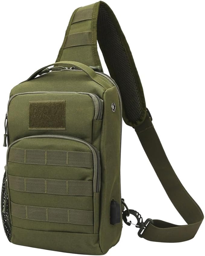 MiOYOOW Tactical Sling Bag Portable Molle Chest Pack Outdoor Large Capacity Sling Backpack with 3 Carrying Methods for Outdoor Sports Travel Climbing