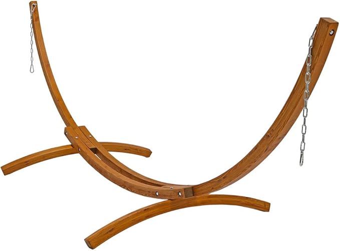 Sunnydaze Curved Wood Hammock Stand Only - 2-Person Wooden Hammock Stand for Outside with 400-Pound Capacity- 12-Foot