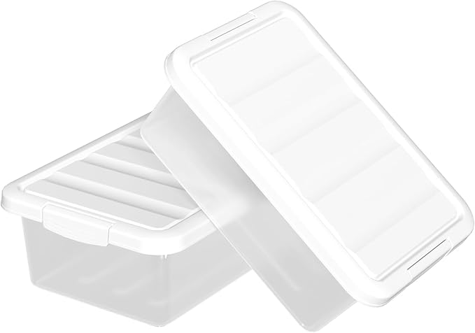 14 Quart Plastic Clear Storage Bin Stackable Latching Box with Lid 2 Packs