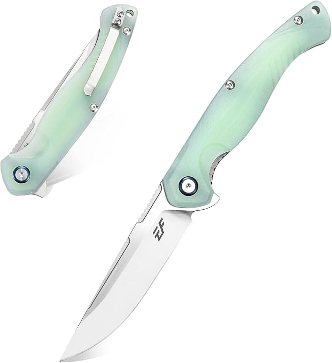 Eafengrow EF953 Pocket Folding Knife G10 Handle D2 BladeEDC Tool Knife for Outdoor Camping Hiking (Jade)