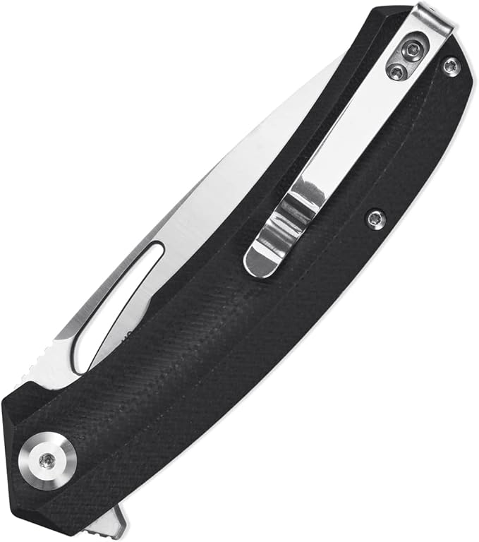 Sitivien ST119 Folding Knife D2 Steel Blade and G10 Handle EDC Tool Knife with Pocket Clip for Outdoor Camping Hiking Survival(Black)