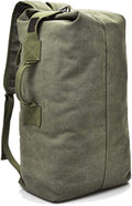 Stylish Large Capacity Tactical Canvas Backpack Army Bucket Bag Outdoor Sports Duffle Bag Travel Rucksack-(Tan)