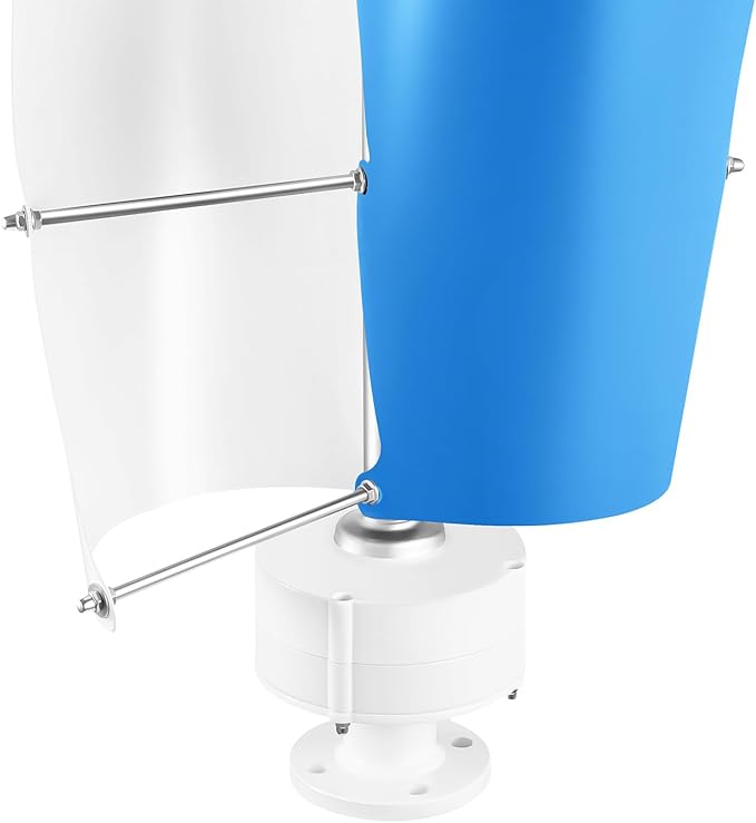 Wind Turbine 100W 42.65ft/s 2 Blades Vertical Axis Wind Turbine Generator Home Windmill Kit Hybrid Wind System with Controller for Home Business Industrial Energy Supply (100W 12V White + Blue)