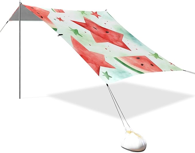 ALAZA Watercolor Watermelon Star Beach Tent Sun Shelter Portable Canopy Sunshade for Outdoor Camping Picnics Backyard Fun 10x9 ft