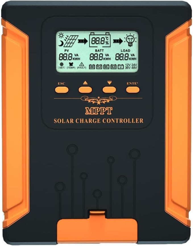 SolaMr [𝐔𝐩𝐠𝐫𝐚𝐝𝐞𝐝] 80A 180V MPPT Solar Charge Controller 12V/24V/36V/48V LCD Screen Solar Panel Controller for Gel Sealed Flooded and Lithium LiFePO4 Battery (CM80A)