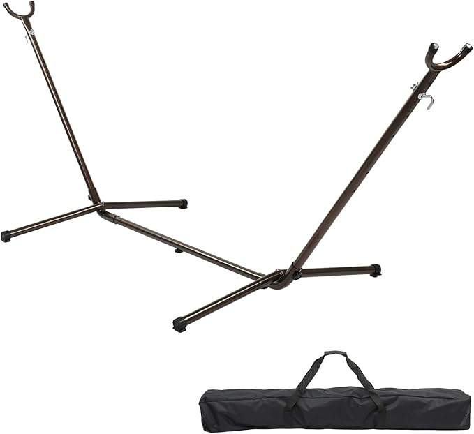 ONCLOUD 9 FT Hammock Stand Only Heavy Duty Adjustable Indoor Outdoor Space Saving Steel Stand with Carrying Case Universal Hammock Stand with 450 Pounds Capacity for Garden (Antique Bronze Finish)