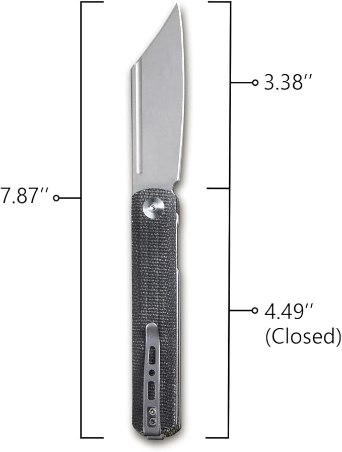 SENCUT Bronte Folding Pocket Knife with Front Flipper Opener 3.38 Inch Blade Black Micarta Handle SA08A