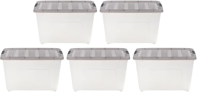 Clear Plastic Storage Bins with Lids Stackable Organizer Boxes for Closet Bedroom and Office (49.1 qt)
