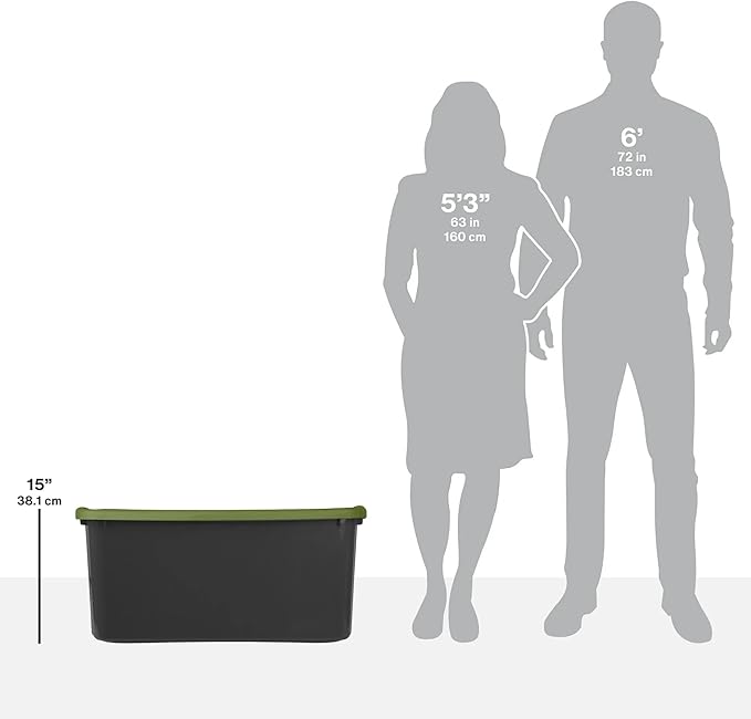 (2 Pack) 30 Gallon Plastic Storage Bin – Full-Grip Handles Easy-Carry Stackable Heavy Duty Organizer for Home Garage Closet &amp Dorm (Gray &amp Green)
