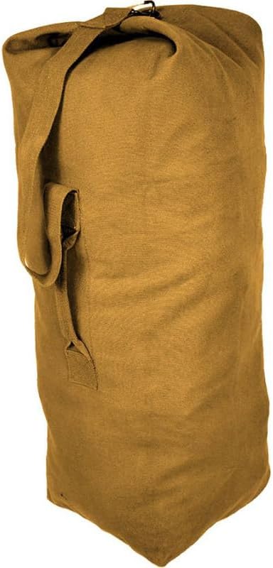 Top Load Heavyweight Cotton Canvas Tactical Military Duffle Bag Carryall Shoulder Storage Bulk Travel Bag Coyote Brown - 12 x 12 x 27