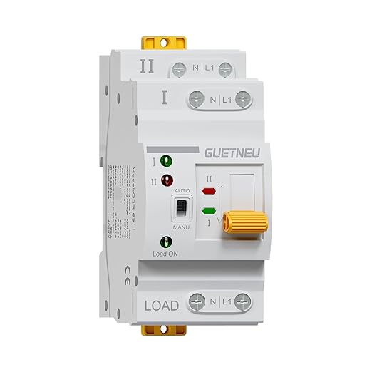 ATS Dual Power Automatic Transfer Switch 2P 63A 110V Manual Transfer Switch Uninterruptible Millisecond-Level ATS 50/60 Hz White CE