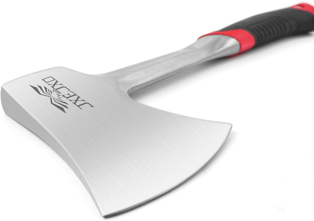 JXE JXO 14.4 Camping Hatchet with Full Tang Forged Construction &amp Ergonomic Shock Absorbing Grip Hatchet Axe with Nylon Sheath (Red