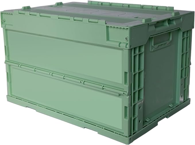 Foldable Storage Bin 56QT Collapsible Organizer Box with Handles for Home Car Trunk Camping &amp Outdoor Eco-Friendly Plastic Container (Khaki 21.9x15.2x12.8)