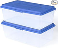 (2 pack) 113 Quart（28.25 Gallons） Clear Storage Bin with Locking Latches &amp Tall Lid Extra-Large Heavy-Duty Container for Garage Moving &amp Bulk Storage