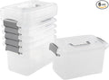 6 Packs 5 Quart Clear Storage Bin Latching Container Box with Handle