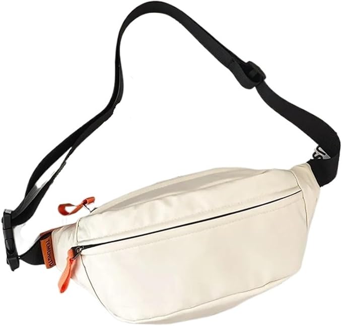 Men Fanny Pack Teenager Outdoor Sports Running Cycling Waist Bag Pack Male Fashion Shoulder(White)
