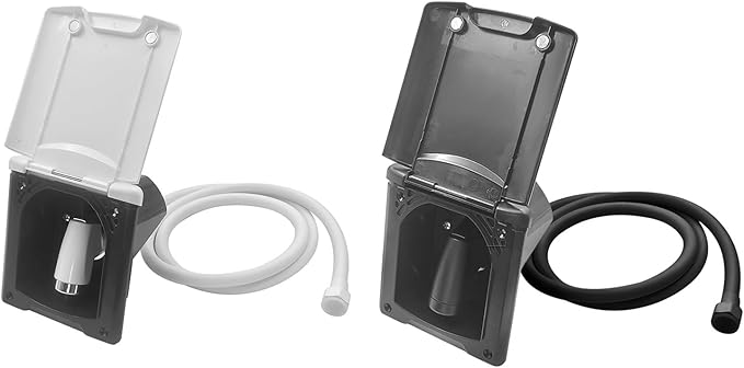 Campers Yacht Shower Box with Cover and 180 Degree Opening Flipping Lid Water Inlet Adapter with Pipe Campers Inlet Adapter