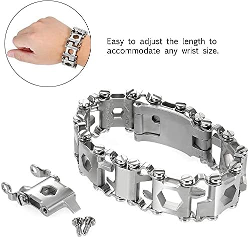 Multitool Bracelet 29 in 1 22cm Stainless Steel Outdoor Travel Men Watch Strap Trend Bracelet with A Pry Tool