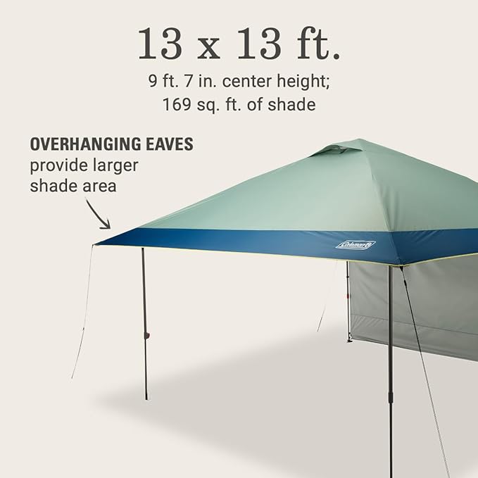 Coleman Oasis Instant Pop-Up Canopy Tent with Side Wall Attachment Portable Shelter with Easy Setup &amp Takedown Wheeled Carry Bag Included 10x10/13x13ft Sizes