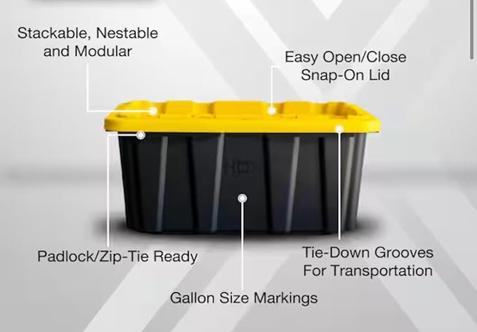 Generic 17 Gal. Tough Storage Tote in Black with Yellow Lid