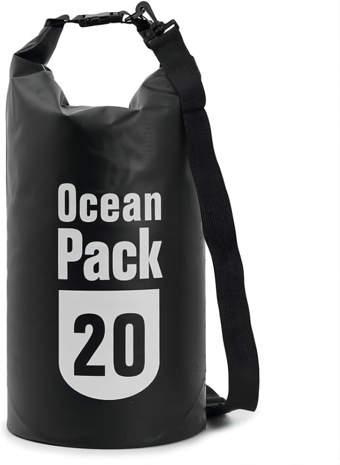 Outdoor PVC Waterproof Bag for Diving Drifting Single or Double Shoulder with Floating Waterproof Bag Swimming Waterproof Bucket Bag (Black2)
