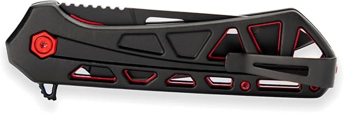 Buck Knives 811 Trace Ops Folding EDC Knife 3.23” Pocket Knife Blade Aluminum Handle 7Cr17MoV Steel Tanto Folding Blade Black/Red 3.75 oz