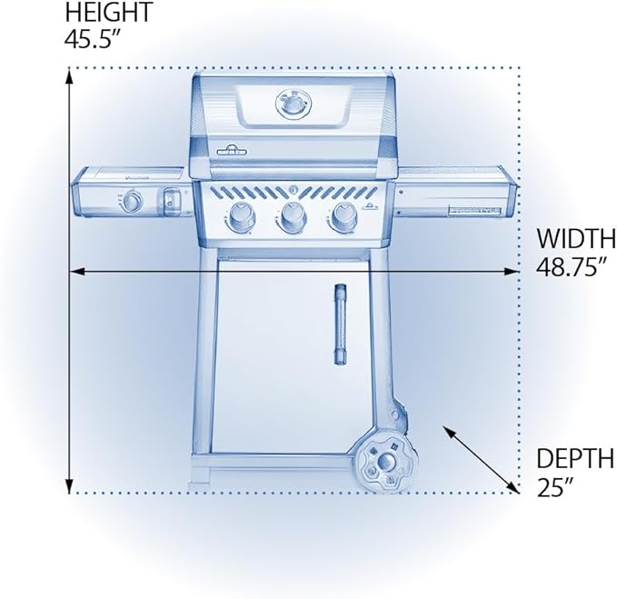 Napoleon Freestyle 365 Propane Gas Outdoor Grill with Range Side Burner Graphite Grey – 4-Burner BBQ for Versatile Cooking