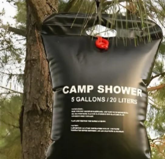 FILTER TECH Robellian Portable Solar Camp Shower 5 Gallon/20L Collapsible Water Container Black