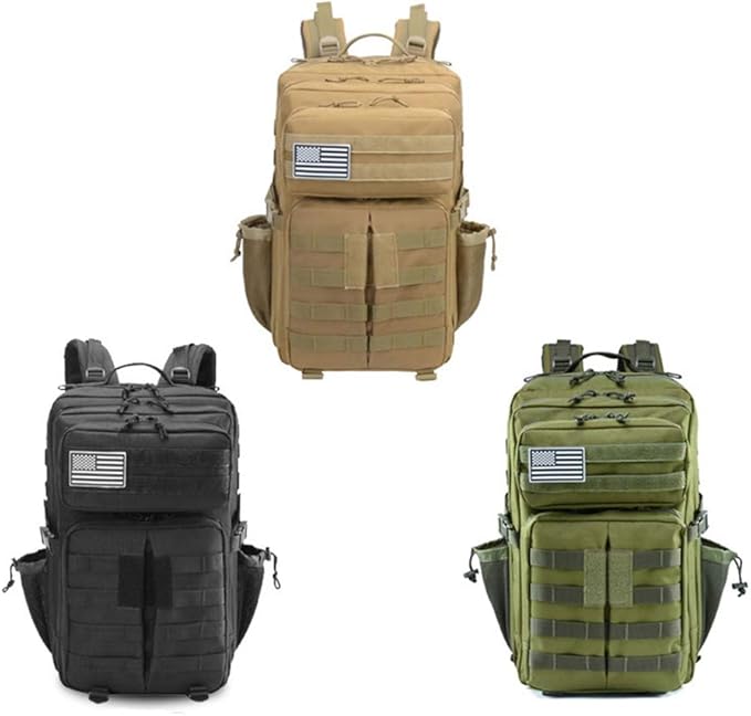 Outdoor Sports Pack Hiking Bag Tactical Rucksack Camo Knapsack Combat Camouflage Tactical 45L Molle Backpack - Tan