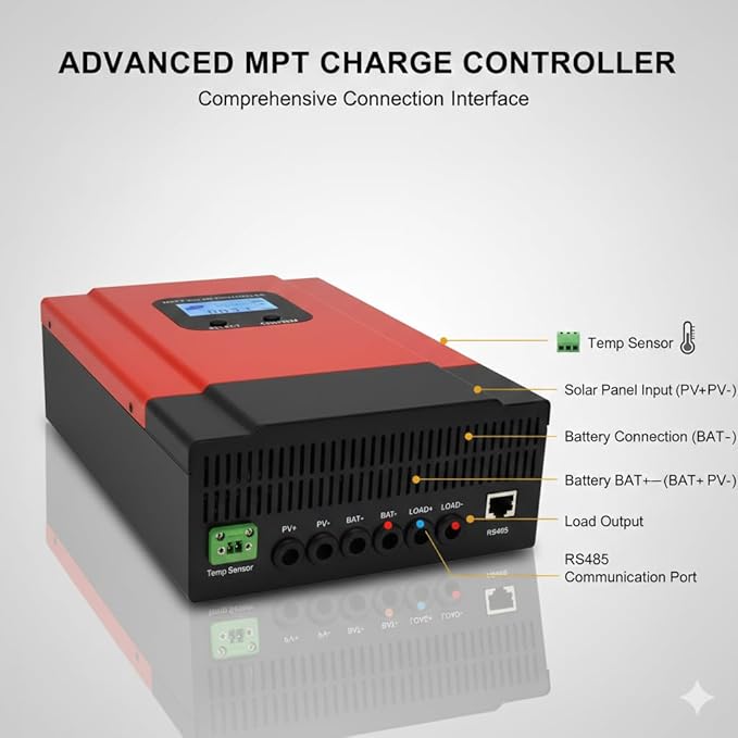 30A MPPT Solar Charge Controller 12V/ 24V/36V/48V Solar Panel Charge Controller Intelligent Regulator for FLD/LiFePO4/SLD/GEL/AGM with Dual USB Port Auto Parameter LCD Display