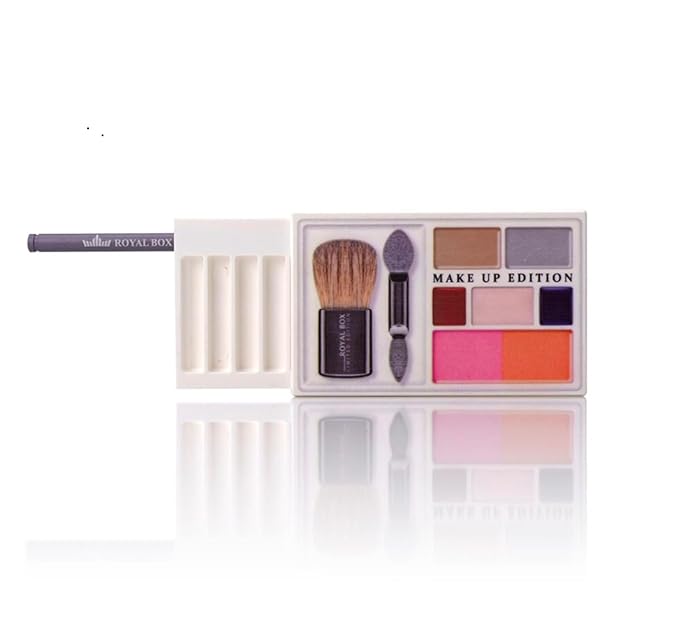 Original Royal Box White Make-Up Compact 8 Compartment Snuff Wallet Box with Built in 3 Metal Alloy Straw