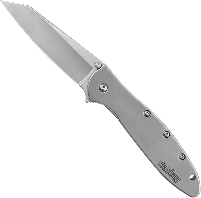 Kershaw Leek BlackWash Pocket Knife (1660BLKW) 3 Sandvik 14C28N Steel Blade 410 Stainless Steel Handle BlackWash Finish SpeedSafe Assisted Open Frame and Tip Locks Reversible Pocketclip 3 OZ